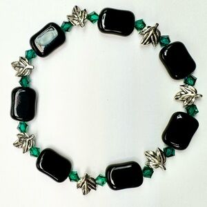 Black Onyx and Leaf Bracelet - ML